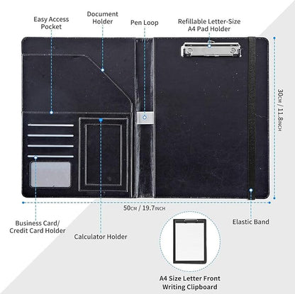 Padfolio/Portfolio Folder Clipboard,Bald Eagle with American Flag Personalized Leather Portfolio Padfolio for Men Women W/Resume Document Organizer Letter Size A4 Writing Pad Business Card Holders
