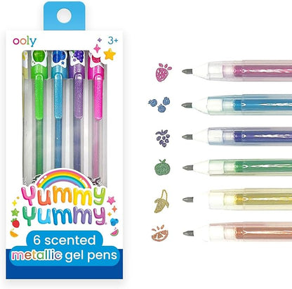 Ooly Yummy Yummy Scented Gel Pen Bundle of 24, Easter Activities for Kids, Includes 12 Glitter, Neon & 6 Metallic Gel Pens, Fun Pens for Kids School Supplies
