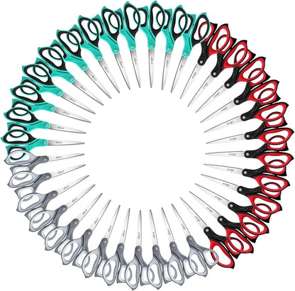 LIVINGO Sharp Scissors All Purpose: 36 Pack of Scissors Bulk Heavy Duty Multipurpose Cutting Fabric Wrapping Paper Sewing Craft for Office Middle High School Home, 8.5 Inch