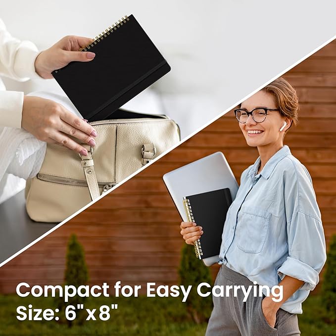 Lined Spiral Journal Notebook for Women & Men, 140 Pages, College Ruled Hardcover Notebook for Work & Note Taking, Journals for Writing, A5(6"x8") - Black