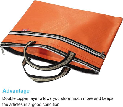 PATIKIL Waterproof Zipper File Bag, Documents Books Tools Storage Zip Pouch for Office Travel, Orange