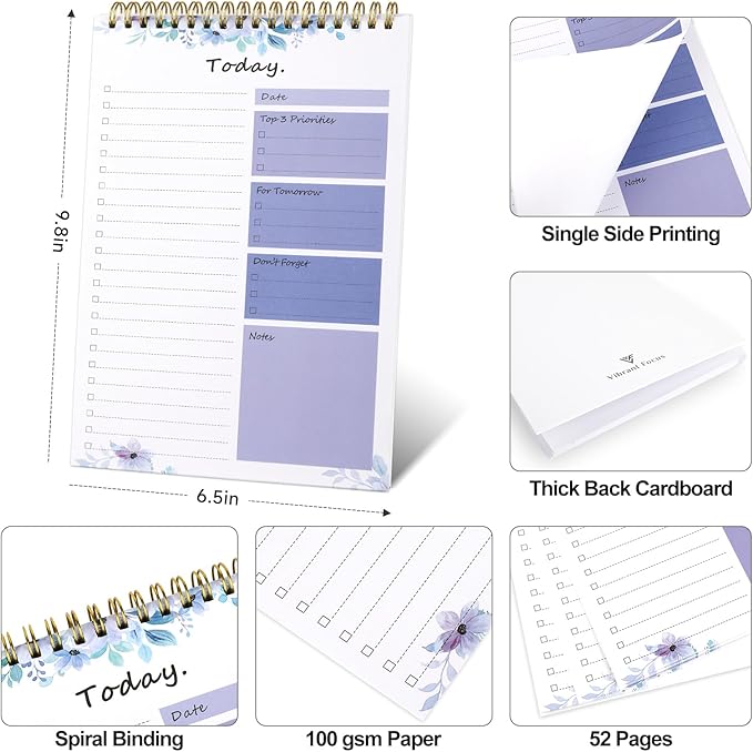 To Do List notepad - To Do List Notebook for Work with 52 Sheets, Undated Daily Planner Perfect for Daily Tasks and Goal Setting, To Do List Notepad Suitable for Office, Desk, Classroom,