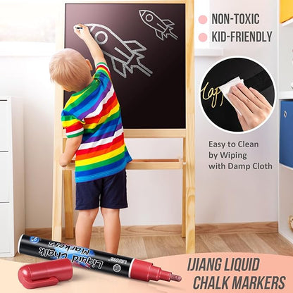 Metallic Chalk Markers Erasable for Chalkboard, Liquid Chalk Marker 8 Colors with 6mm Reversible Bullet & Chisel Tip, Dust Free Chalk Pens for Window, Blackboard, Whiteboard, Calendar, Mirror, Glass