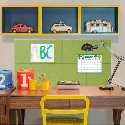 LAJAR Large Felt Wall Tiles, 12 Pack Cork Board Alternative with Removable Adhesive Tabs, Bulletin Pin Boards for Office, School and Home (Fruit Green)