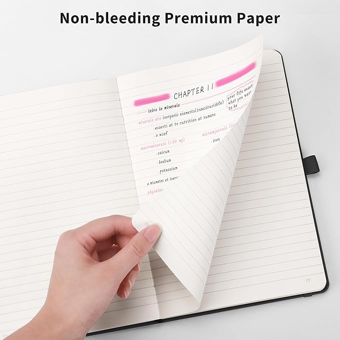 RETTACY Journaling Notebooks, A5 Lined Notebook Journal with 320 Numbered Pages, 5.7'' × 8.3'', Medium Size, Journal Notebook for Writing, Work, Leather Hardcover, 100 GSM Thick Paper (Pink)