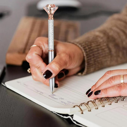 Sherr 100 Pack Big Crystal Diamond Pens Cute Ballpoint Pens Retractable Ballpoint Rhinestones Crystal Bling Gem Plated Black Gel Ink Office Supplies Gifts for Women(Silver,Wedding Style)
