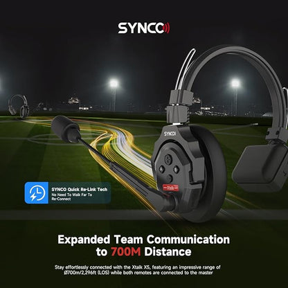 EACHSHOT SYNCO XTalk X2 2.4GHz Wireless Headset Intercom System Random Master Device 350m Operating Range for Movie Shoot Live Show Stage Performance Real-time Monitoring (2Pcs)
