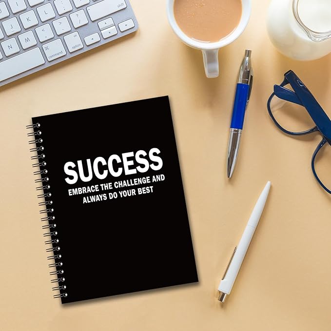 YAZMEEN Success Definition Blank Spiral Notebook（160 Pages） Embrace The Challenge and Always Do Your Best Hardcover Sketchbook Funny Inspirational Notebook Gifts for Colleague Boss Leader Supervisor
