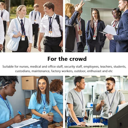 3 Pack Neck Lanyard with ID Badge Holder, Office Strap Lanyards, Stainless Metal Swivel Hook for Name Tag, Badge Holders, Keychains, Card, Blue