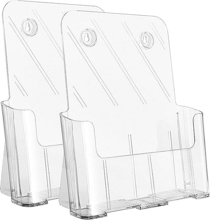KTRIO Acrylic Brochure Holder 8.5 x 11 inch, Plastic Acrylic Literature Holders Clear Flyer Holder Rack Card Holder, Magazine, Pamphlet, Booklet Display Stand Trifold Holder Desk or Wall Mount 2 Pack