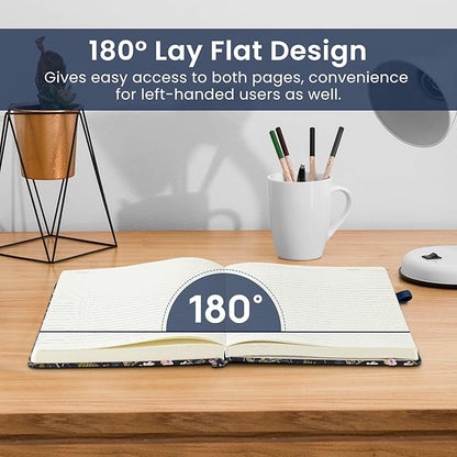 Lined Journal Notebook for Women & Men, Hardcover Leather Journal for writing, A5 College Ruled Notebook for Work & Note Taking, Perfect for Office School Home Supplies, 160 Pages, Patchwork Floral