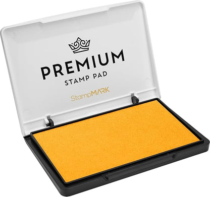 Premium Stamp Pad Medium Size 3" x 4" - for Traditional Rubber Stamps - Felt Pad Dark Yellow Color