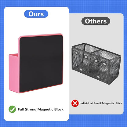 Magnetic Dry Erase Marker Holder, Magnetic Pen Marker Holder for Whiteboard, Fridge, Locker Accessories, School, Office, Home, Magnet Pen Cup,1 Pack, Pink