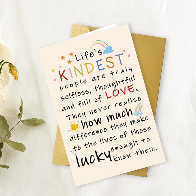 OJsensai Funny Thank You Card for Him Her, Best Appreciation Gifts for Women Men, Colorful Friend Friendship Gifts