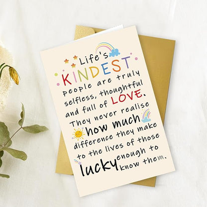 OJsensai Funny Thank You Card for Him Her, Best Appreciation Gifts for Women Men, Colorful Friend Friendship Gifts