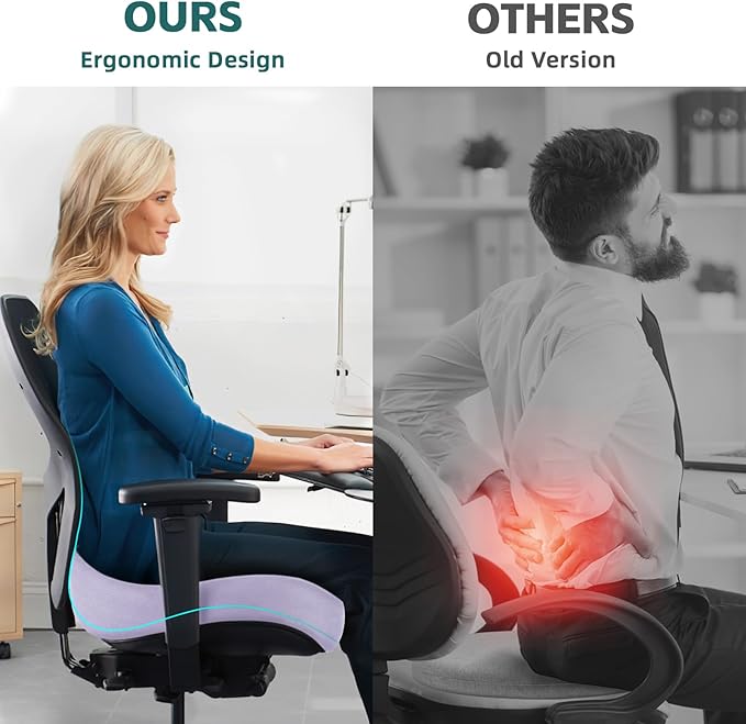 Seat Cushions for Office Chairs - Pressure Relief Seat Cushion - Car Seat Cushions for Pressure Relief, Tailbone Pain, Sciatica & Back Pain Relief for Office Chairs (Light Purple-U Shape)