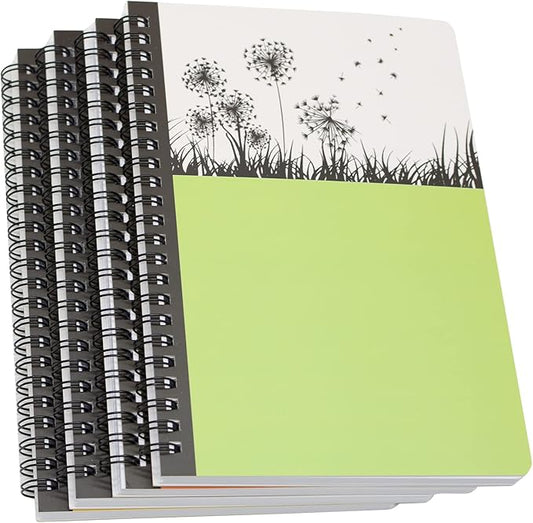 Yansanido Spiral Notebook, 4 Pcs A5 Thick Tree Design Hardcover 8mm Ruled 4 Color 80 Sheets -160 Pages Journals for Study and Notes (Tree)