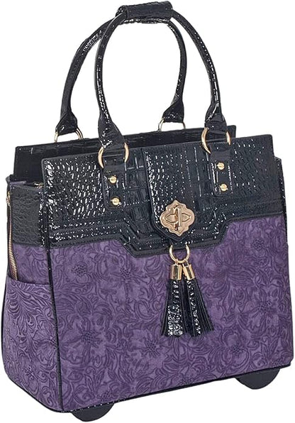 JKM and Company Alligator Compatible With Computer iPad, Laptop Tablet Rolling Tote Bag Briefcase Carryall Bag