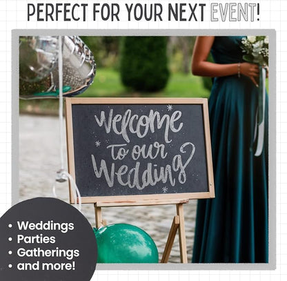 5 Silver Chalkboard Chalk Markers - Silver Dry Erase Markers for Blackboard, Chalkboard Signs, Windows, Glass | Variety Pack - Fine & Jumbo Size Ink Pen (1mm, 3mm, 6mm, 10mm, 15mm)