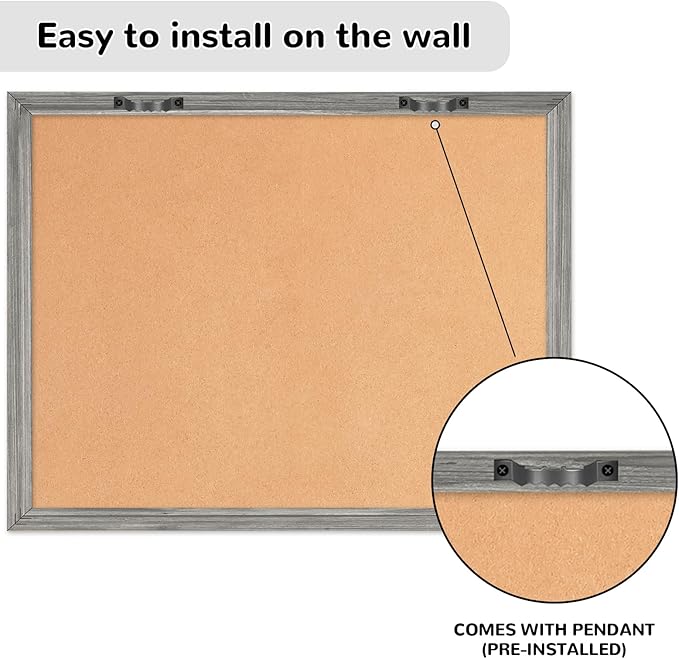 Monthly Whiteboard Calendar & Corkboard for Wall, Magnetic 17"x13" Dry Erase Board with Gray Wood Framed, 2in1 White Board Cork Board Combo, Calendar Bulletin Board for Kitchen Planner Memo Office