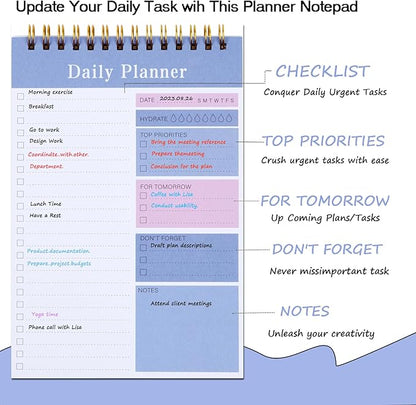 To Do List Notepad, 52 Sheets Daily Planner Notepad, 5.2"x7.8" To Do List Notebook, Undated Daily Planner 2024 for School/Office Supplies