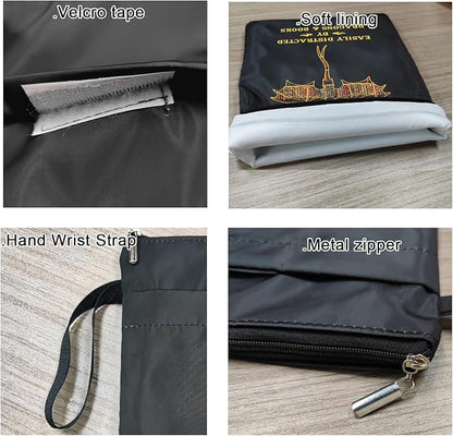 Book Sleeve, Book Sleeve with Zipper, Book Sleeve for Book Lovers, The Reader Tarot Card Book Sleeves, Book Pouch Kindle Protector, Gifts for Women Teacher Librarian Bookworm Bookish (Black-E, Large)