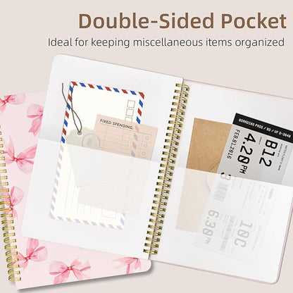 Cute Spiral Notebook journal B5 Aesthetic Pretty Design for Women Girls Kawaii with Pocket, 10 x 7.2 inch, Lined, Bow Tie
