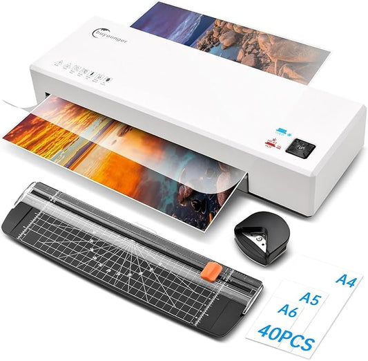 Laminator, 4 in 1 Laminator Machine with 40 Laminating Sheets, A4 Laminating Machine Hot & Cold with Paper Trimmer & Corner Rounder, 9-Inch Personal Thermal Laminator for Home School Office