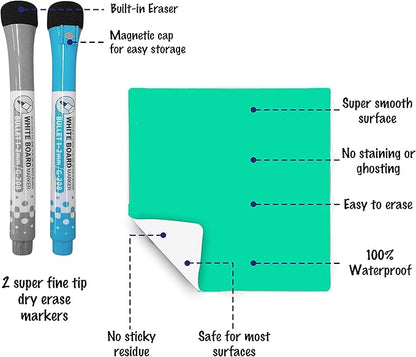 Reusable Dry Erase Sticky Notes - 6 Pack of 4″x4″ Whiteboard Stickers for Lists, Labels, Reminders & Decals - Adheres to Most Surfaces