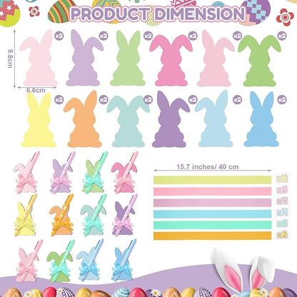 24 Set Easter Bunny Sticky Notes and Pens Set Easter Gifts Colorful Rabbit Self Sticky Note with Pens Easter Basket Stuffer Rabbit Self-stick Memo Pads for Classroom Office Supplies Goodies Bag Prizes
