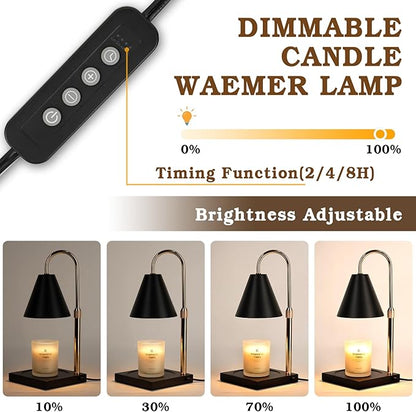 Candle Warmer Lamp with Timer Dimmer, Electric Candle Lamp Warmer for Bedroom Decor, Birthday Gifts for Women Mom, Adjustable Metal Candle Lamp, Mom Gifts, Home Decor for House Warming Gifts, Black
