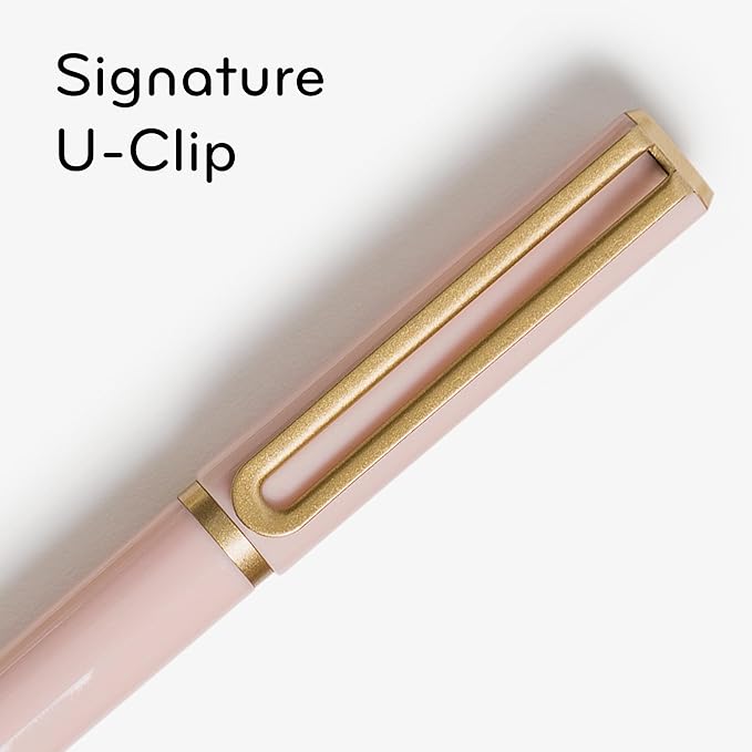 U Brands Catalina Felt Tip Pens, Set of 6, Classic Chic Stripes and Dots with Gold Details, Medium (0.7 mm) Point, Black Ink