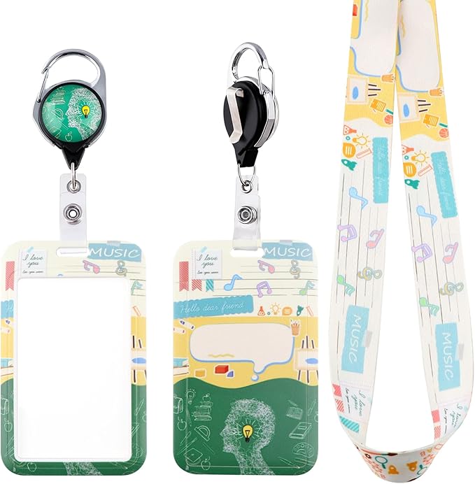 Funny ID Lanyard Badge Holder & Retractable Badge Reel Clip Cool Preppy School Key Lanyard ID Holder for Teachers Students Teens Kids for Keys & ID Badges Cute Keychain Lanyard for Women