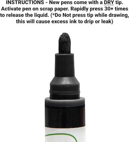 Glass Pen Window Marker: Liquid Chalk Markers for Glass, Car Marker or Mirror Pen with Washable Paint - Graduation Car Windows, Storefront Window, Wedding, Parade, Party & Holiday (Black, Fine Tip)