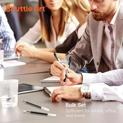 Retractable Gel Pen Refills, Shuttle Art 30 Pack Black Rollerball Gel Ink Pens Refills, Bulk Set, 0.7mm Fine Point for Writing Journaling Taking Notes School Office Home