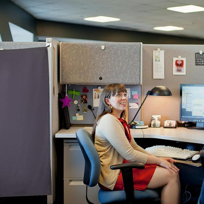 Pinkunn 40 x 48 Inch Office Cubicle Curtain with Stainless Steel Self Adhesive Hook Portable Privacy Door Partition Room Dividers Room Divider Office Divider for Office Cubicle(Gray Brown)