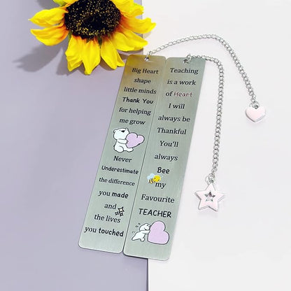 Favourite Teacher Bookmarks Teachers Day Appreciate Gift Men Bookmarker Graduation Thank You Keepsake Birthday Present Retirement Christmas Thanksgiving Book Accessory Teaching is A Work of Heart