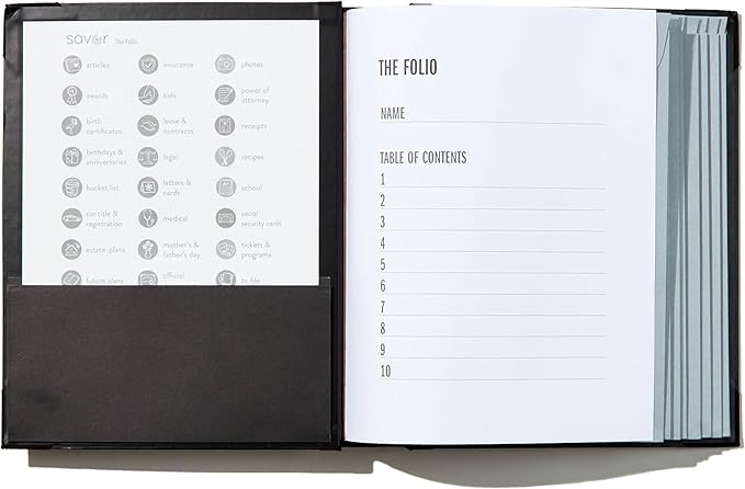 Savor | 2025 Updated Edition The Folio™ Document Organizer|Custom Dyed Cloth Bound Expanding File Folder for Important Papers, Emergency Binder,Birth Certificates,Social Security Cards, and Passports