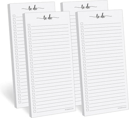 321Done To Do List Notepad 4-Pack, 3.7 x 8.5 (1/3 Sheet Slim Handheld Size) - Made in USA, Simple Stylish To-Dos Memo Pad for Planning, Tasks, Appointments, Reminders, Home, Office - College-Ruled