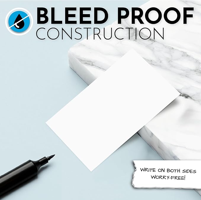 Home Advantage 3x5 Blank Index Cards - Our 50 Pack of Blank Note Cards Use Heavy Duty Cardstock to Make Them Bleed Proof - These Plain Index Cards Make Great Greeting Cards, Recipe Cards & Flash Cards