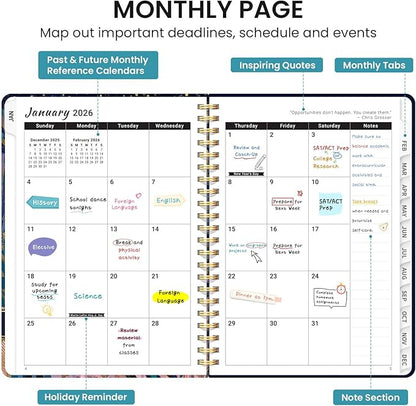 2026 Planner, Aesthetic Weekly and Monthly Planner for Women, Jan 2026 to Dec 2026, Hardcover 2026 Calendar Book with Monthly Tabs, Inner Pocket, Perfect for Office Home School - A4 (8.5" x 11"), Midnight Jungle
