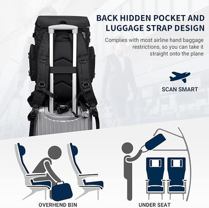 WITZMAN Travel Backpack for Men Women Carry on Bags for Airline Approved Convertible Duffle Luggage Backpack Shoe Compartment（B691 Classic Black）