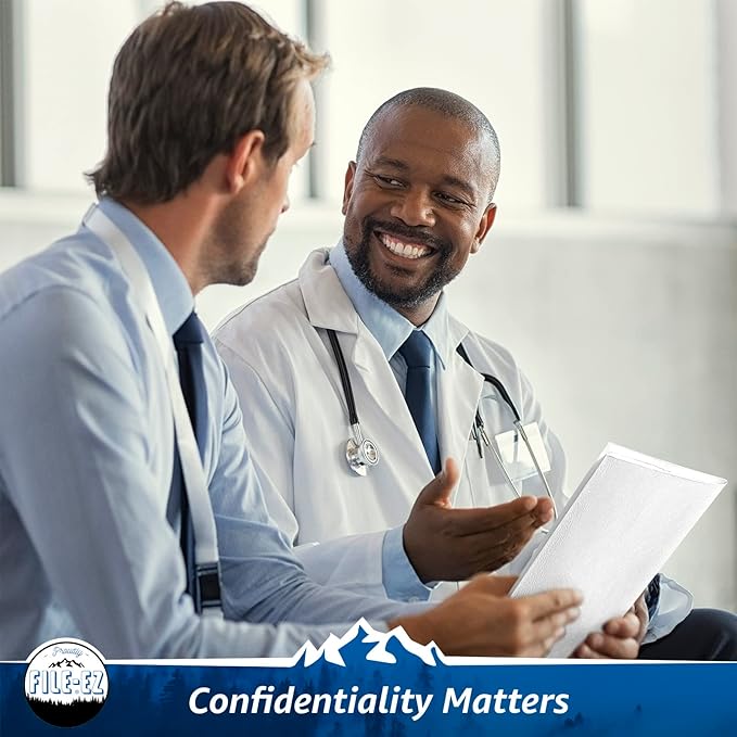 FILE-EZ Two-Pocket Folders, White, 25-Pack, Textured Paper, Letter Size (EZ-32510)