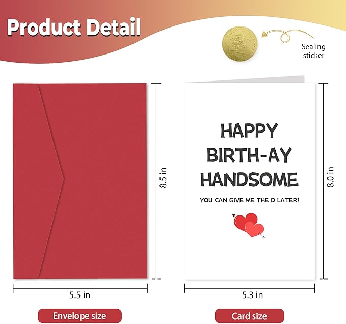 Heollaok Funny Birthday Card for Husband Boyfriend Fiance, Naughty Birthday Card for Him, Rude Birthday Cards for Men, Happy Birthday Handsome