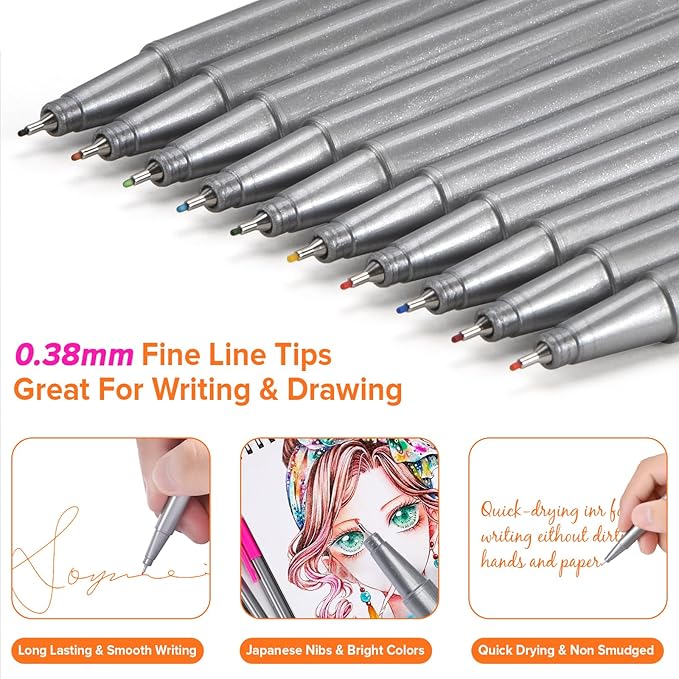 Niutop Easter Basket Stuffers Gifts for Teens Adults,Cute Colored Pens, 10-Color Aesthetic Drawing Pens Fine Tip Markers Journaling Pen Set, Fun Stationary, Scrapbook School Supplies