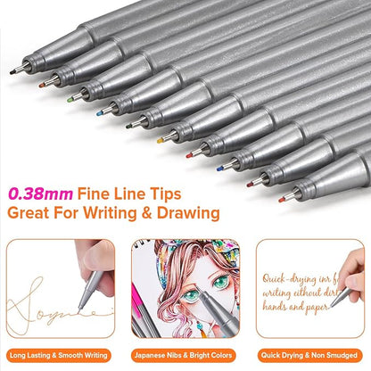 Niutop Easter Basket Stuffers Gifts for Teens Adults,Cute Colored Pens, 10-Color Aesthetic Drawing Pens Fine Tip Markers Journaling Pen Set, Fun Stationary, Scrapbook School Supplies