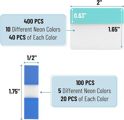 Mr. Pen- Sticky Index Tabs, 500 Pcs, 21 Sets, Colorful Sticky Tabs for Notebooks, Page Markers, Page Tabs for Binders, Page Tabs Sticky Tabs for Books, Notebook Tabs, Book Sticky Tabs for Notebooks