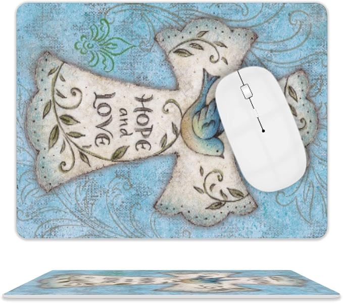 Mouse Pad, Christian Cross Mouse Pad, Square Waterproof Mouse Pad Non-Slip Rubber Base MousePads for Office Laptop, 9.5"x7.9"x0.12" Inch(Hope and Love)…
