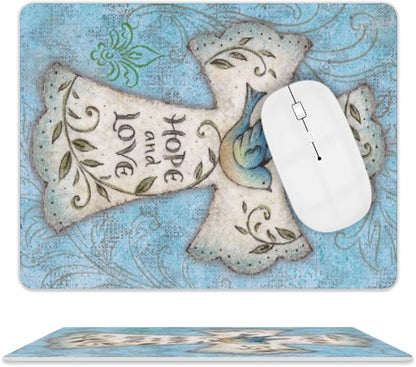 Mouse Pad, Christian Cross Mouse Pad, Square Waterproof Mouse Pad Non-Slip Rubber Base MousePads for Office Laptop, 9.5"x7.9"x0.12" Inch(Hope and Love)…
