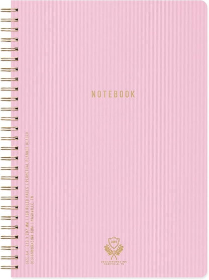 DesignWorks Ink 8.25" x 11.6" Lilac Textured Paper Twin Wire Spiral No. 1 Notebook Journal with 160 Lined Pages for Work, Writing, Journaling